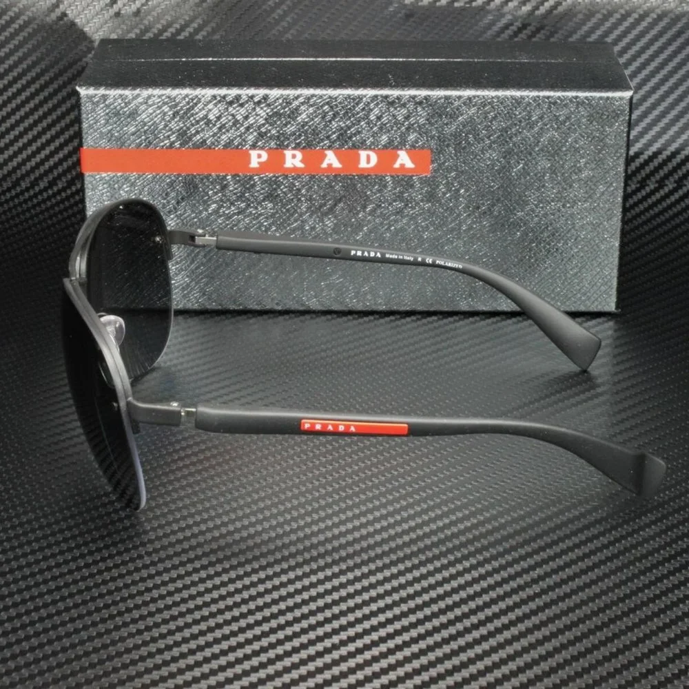 Prada Men's Black and Grey Rubber Sunglasses!